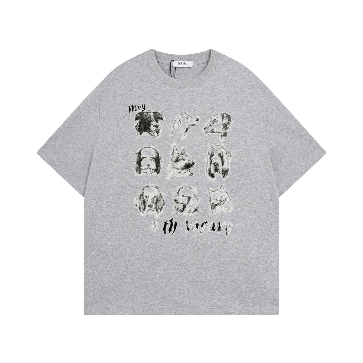 Retro Fun Pet Print Short Sleeve T-Shirt Men's Summer Loose Casual Versatile Couple Top