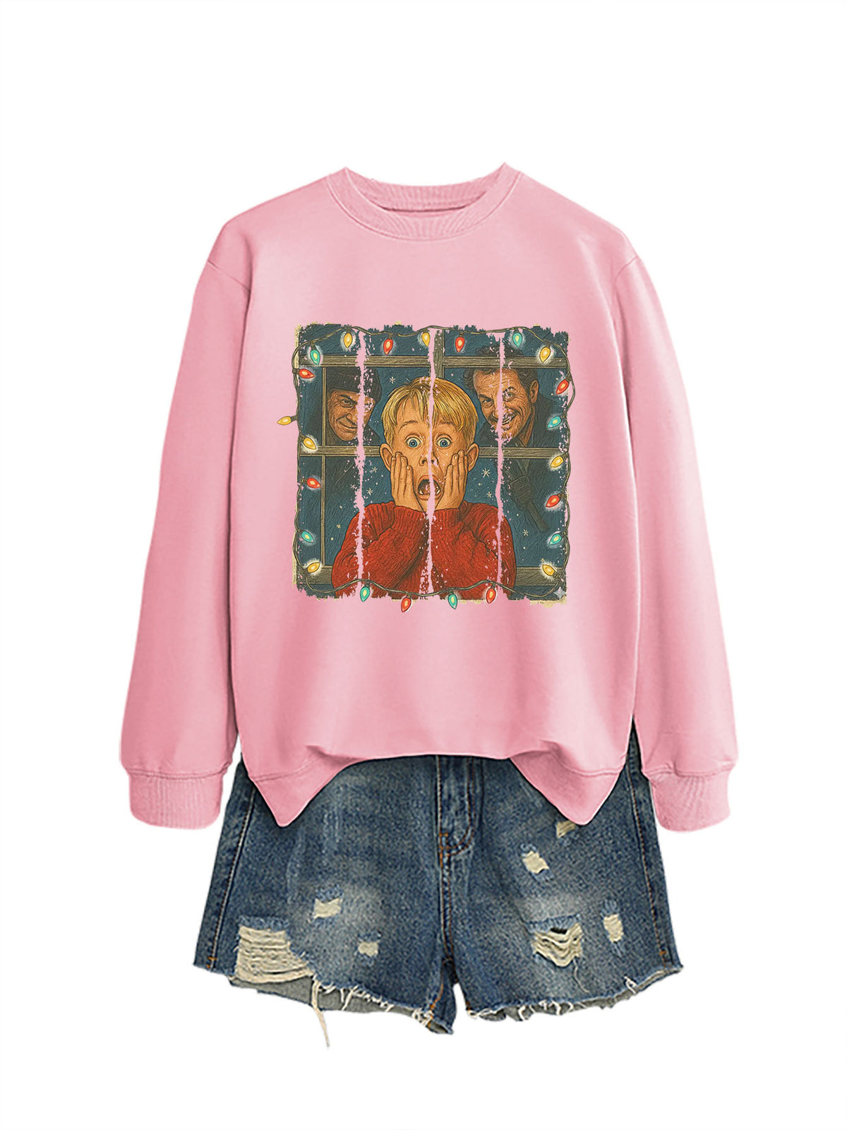Christmas Lights Scream Boy Printed Hoodie