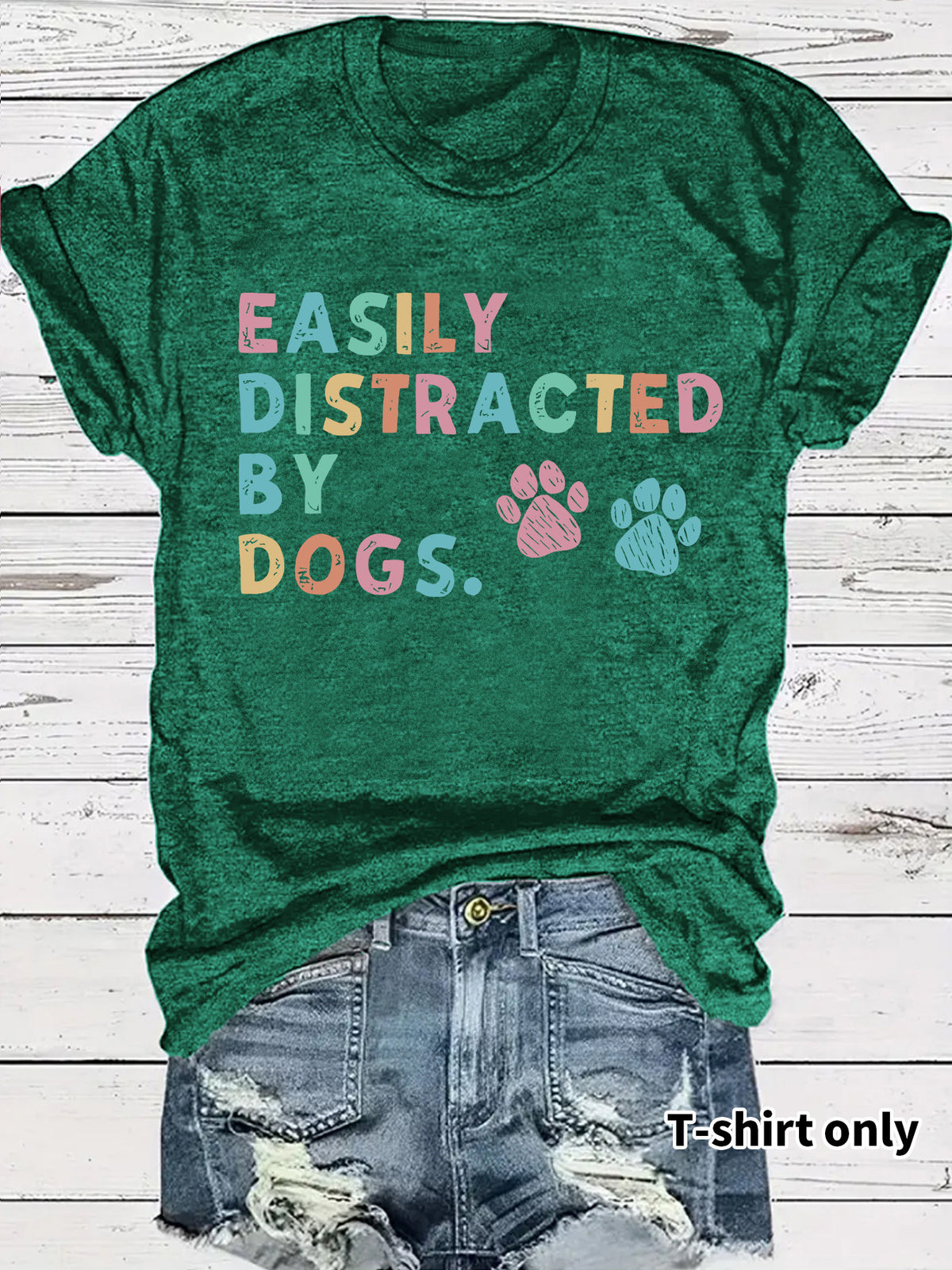 Printed short sleeved pet enthusiast printed round neck