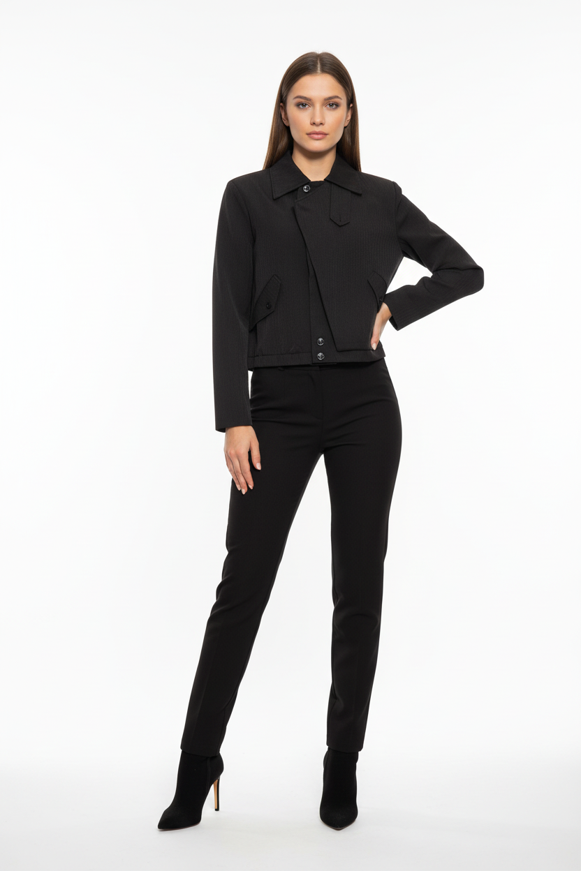 Slanted placket lapel jacket