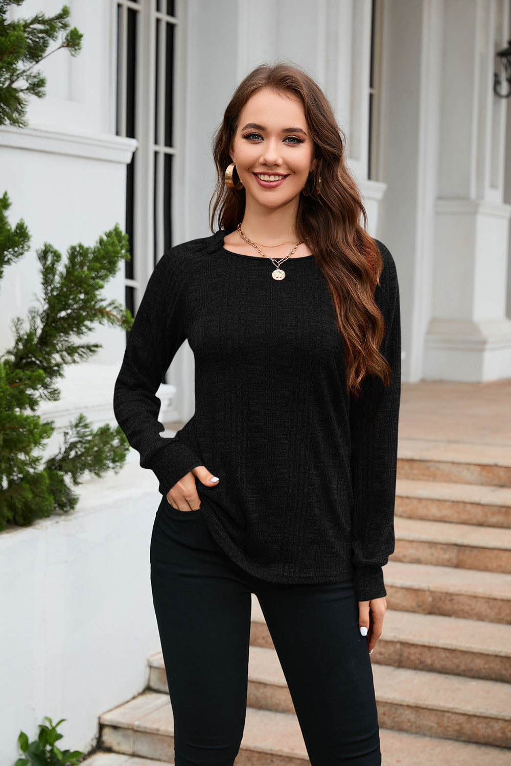 Long Sleeve Round Neck Top