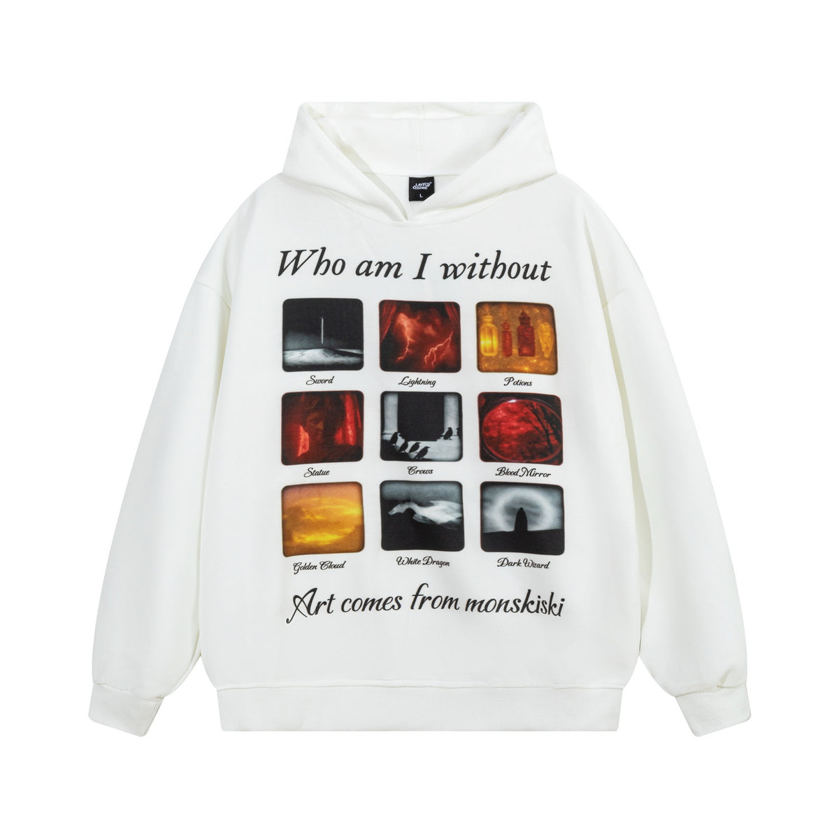 Men's Nine Grid Art Print Zip-Up Hoodie