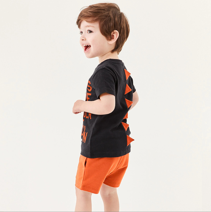 Summer European and American children short sleeved knitted cotton boy set