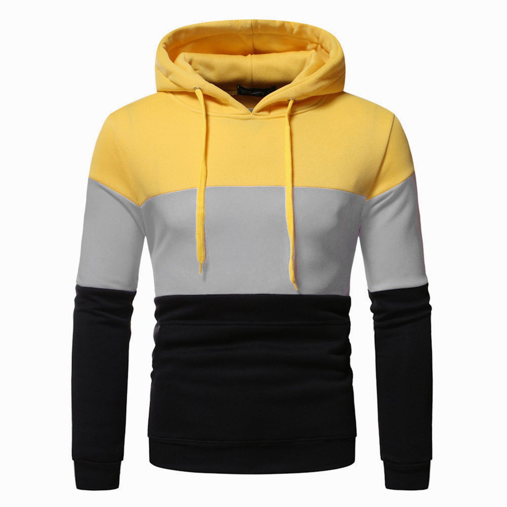 Men's Casual Three-Color Spliced Hoodie