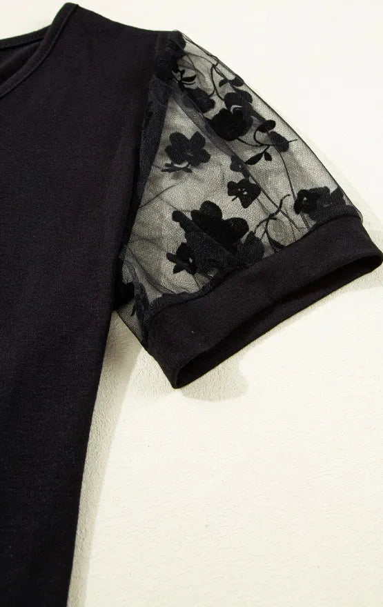 Floral Lace Patchwork V-Neck Top