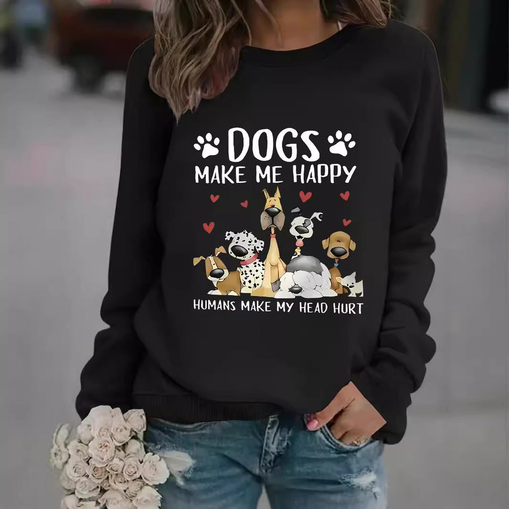 Round-neck DOGS Print Crew Sweatshirt