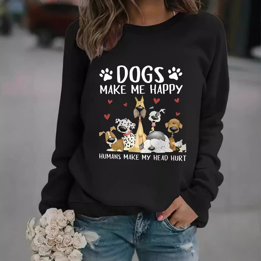 Round-neck DOGS Print Crew Sweatshirt