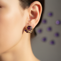 Purple Wire White Heart Stud Earrings | by Ifemi Jewels