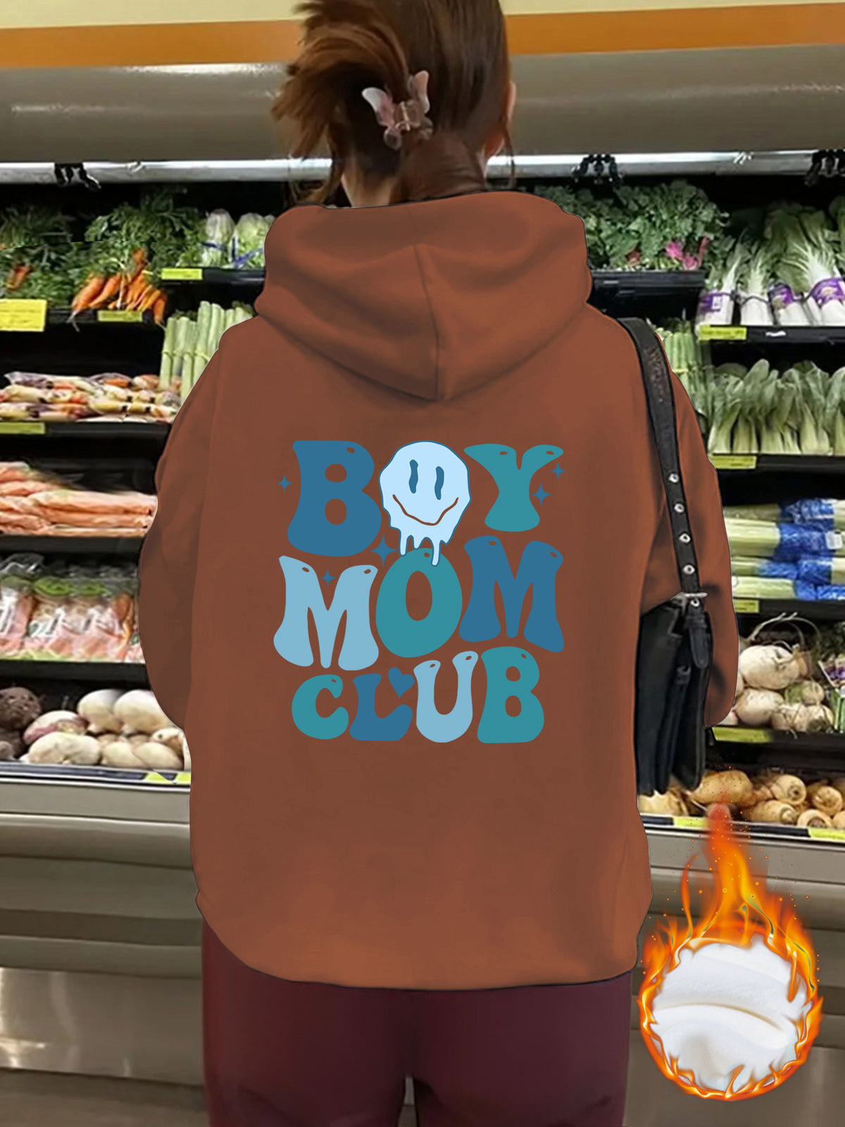 Thick BOY MOM CLUB printed hoodie