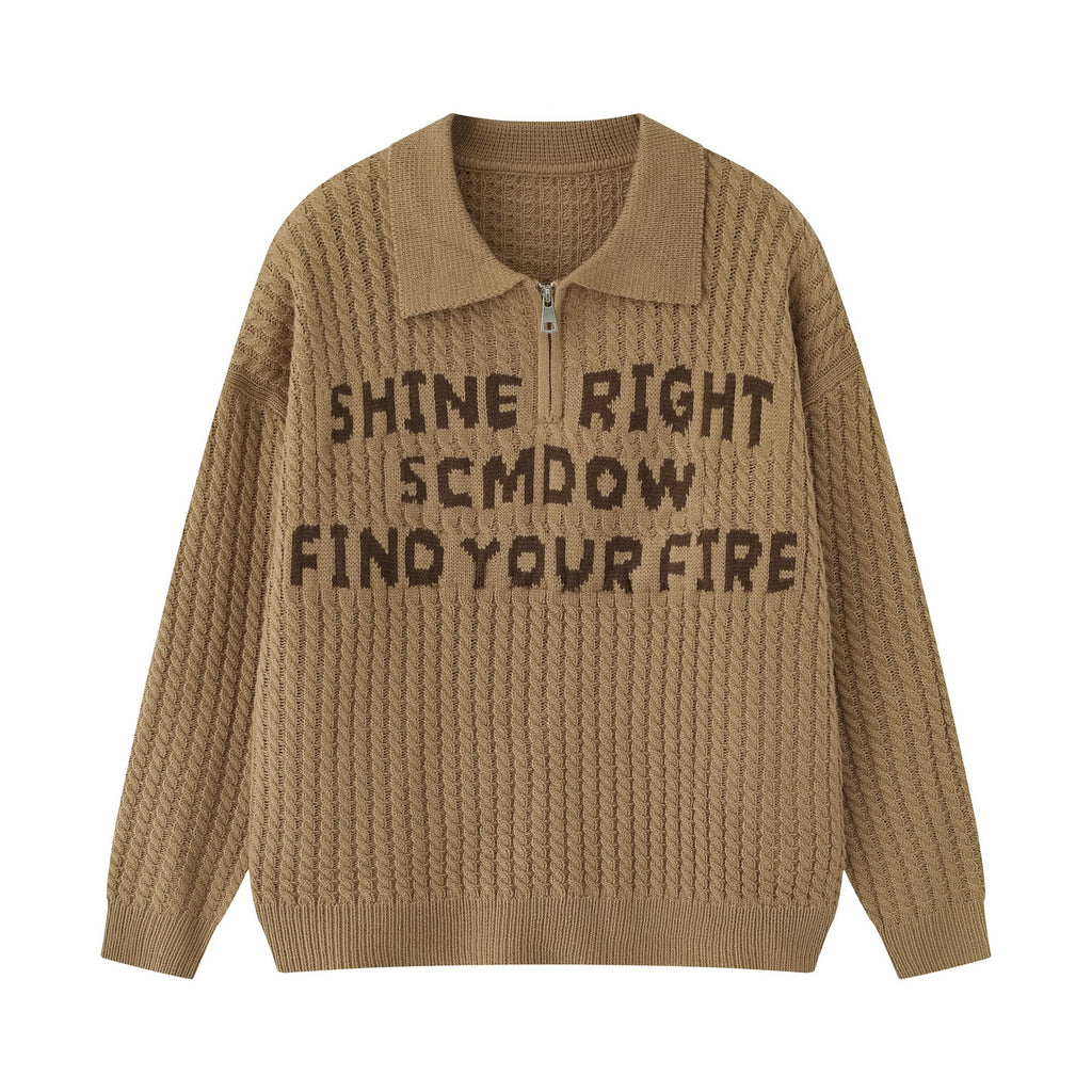 Half Zip Cable Knit Sweater