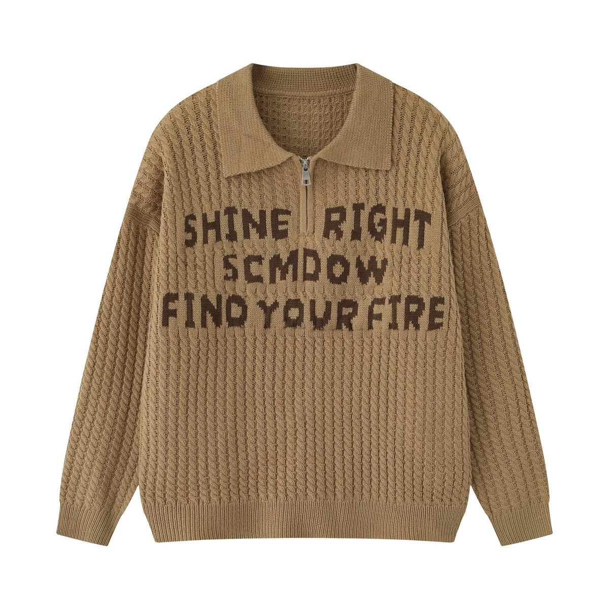 Half Zip Cable Knit Sweater