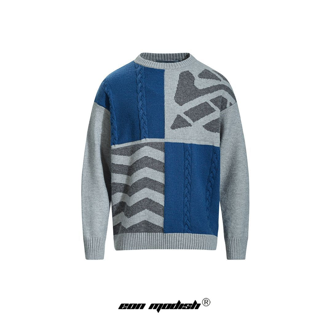 Retro Colourblock Crew Neck Sweater