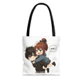 Cute Anime Couple Piggyback Tote Bag – "Ouch" Chibi Love AOP Tote