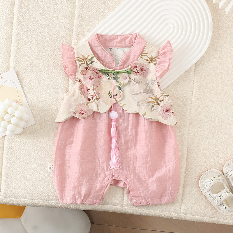 Girls' Dress Stylish Children's Sleeveless Dress Baby Hanfu Tank Dress