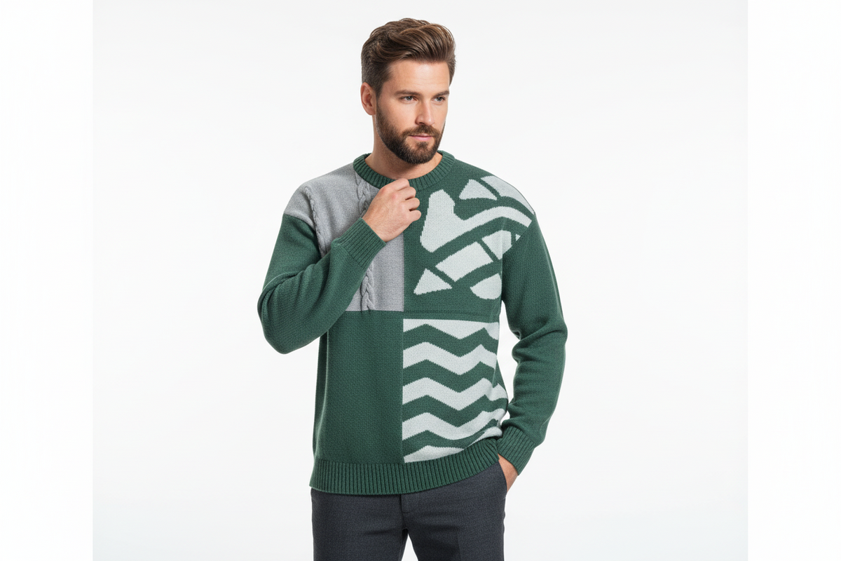 Retro Colourblock Crew Neck Sweater