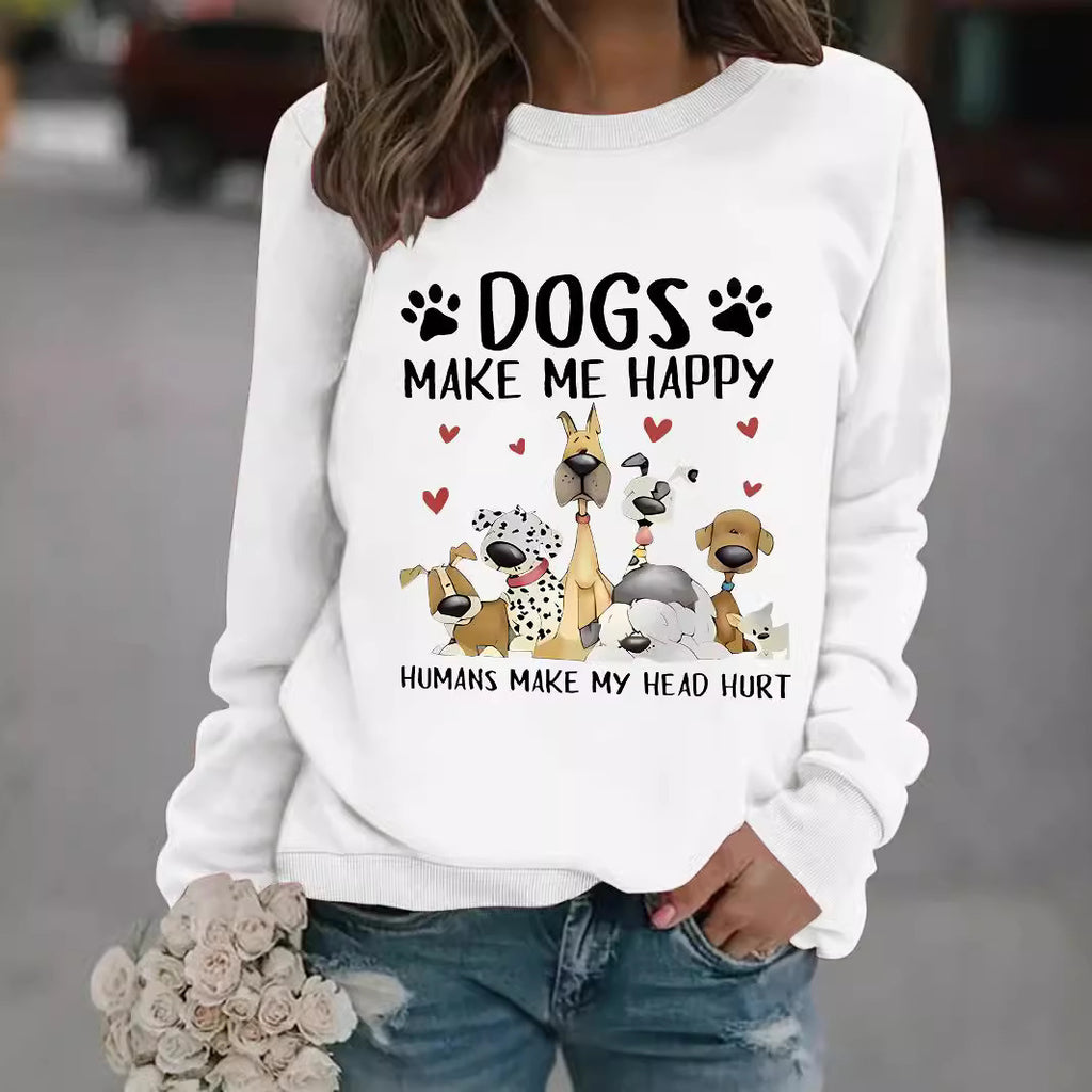 Round-neck DOGS Print Crew Sweatshirt