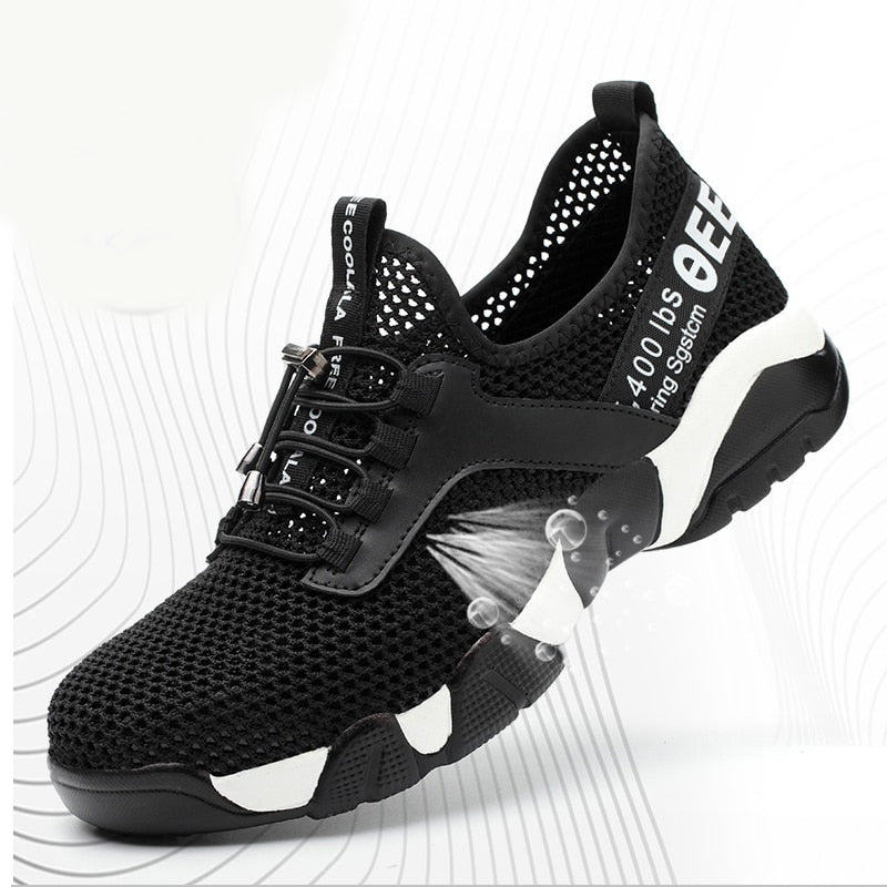 Summer Men Safety Shoes Men's Breathable Lightweight Anti-smashing Piercing Work Sandals Single Mesh Steel Toe Sneakers Man