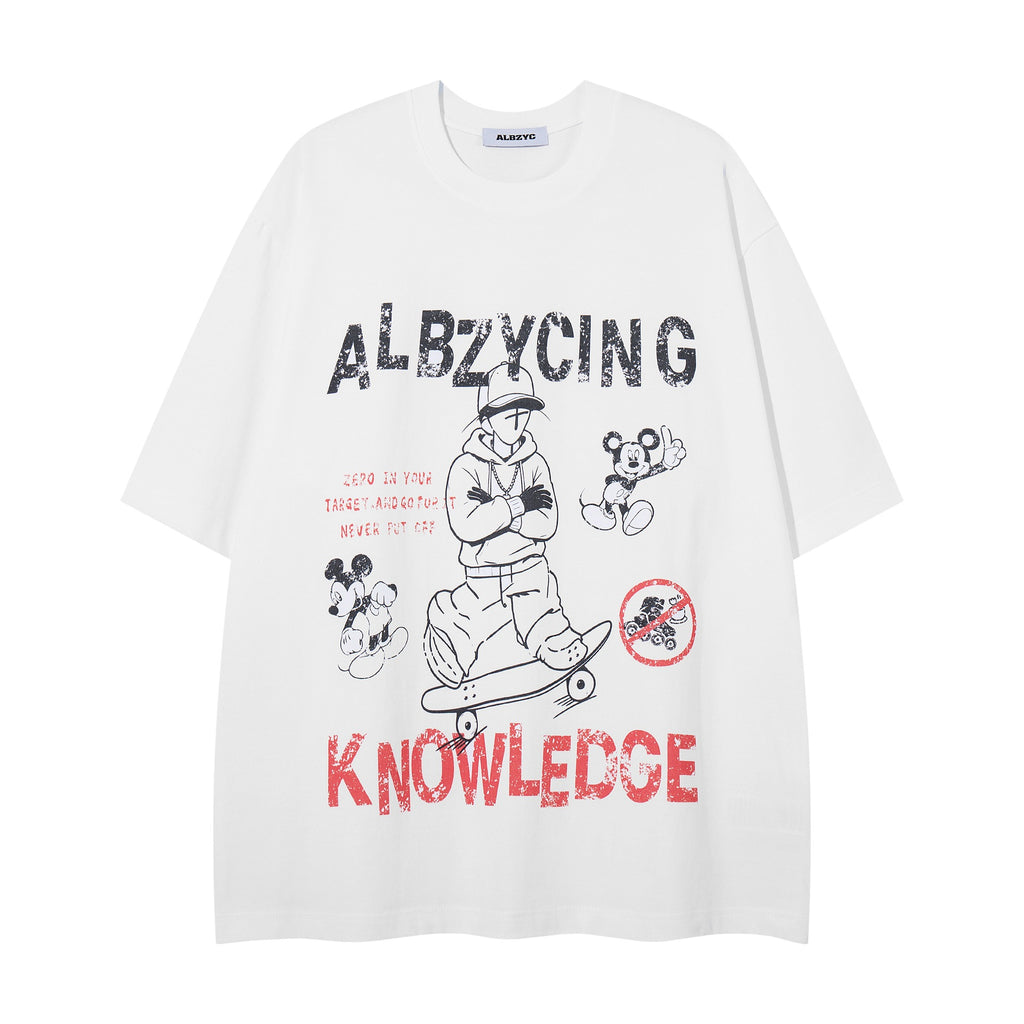Skateboarding boy printed short sleeved shirt