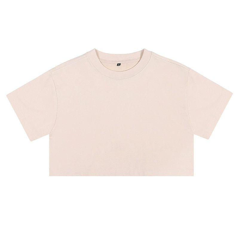 Short crop loose top women's short sleeved T-shirt with exposed navel