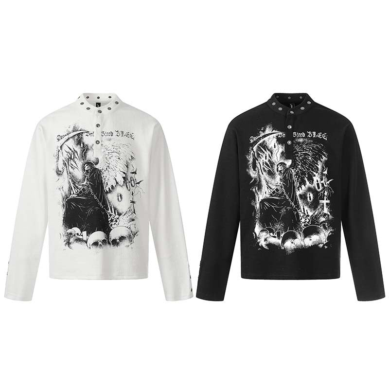 Skeleton Mystery Man Printed Long Sleeve
