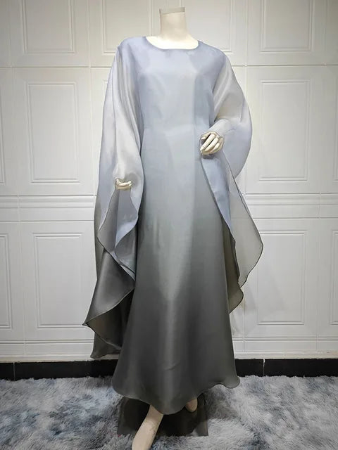 Gradient Satin Maxi Robe Dress