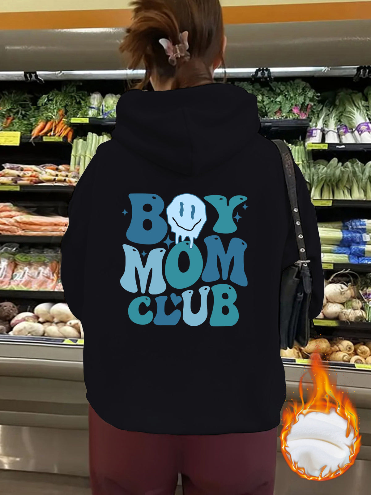 Thick BOY MOM CLUB printed hoodie