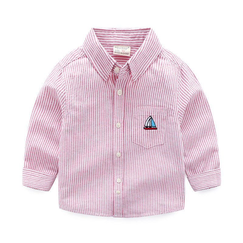 Long Sleeve Shirt Spring New Style White Shirt for Toddlers 1-3 Years Old Boys and Girls