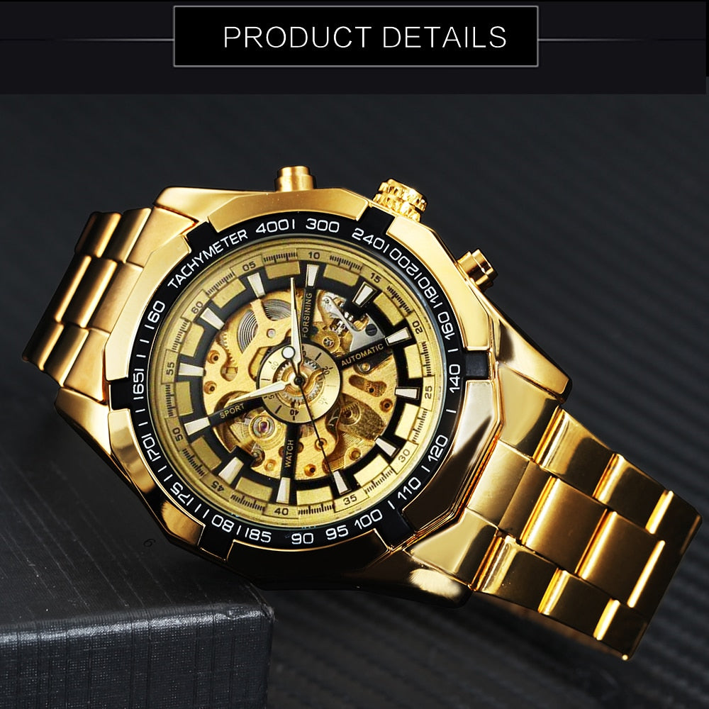 Winner Watch Men Skeleton Automatic Mechanical Watch Gold Skeleton Vintage Man Watch Mens FORSINING Watch Top Brand Luxury