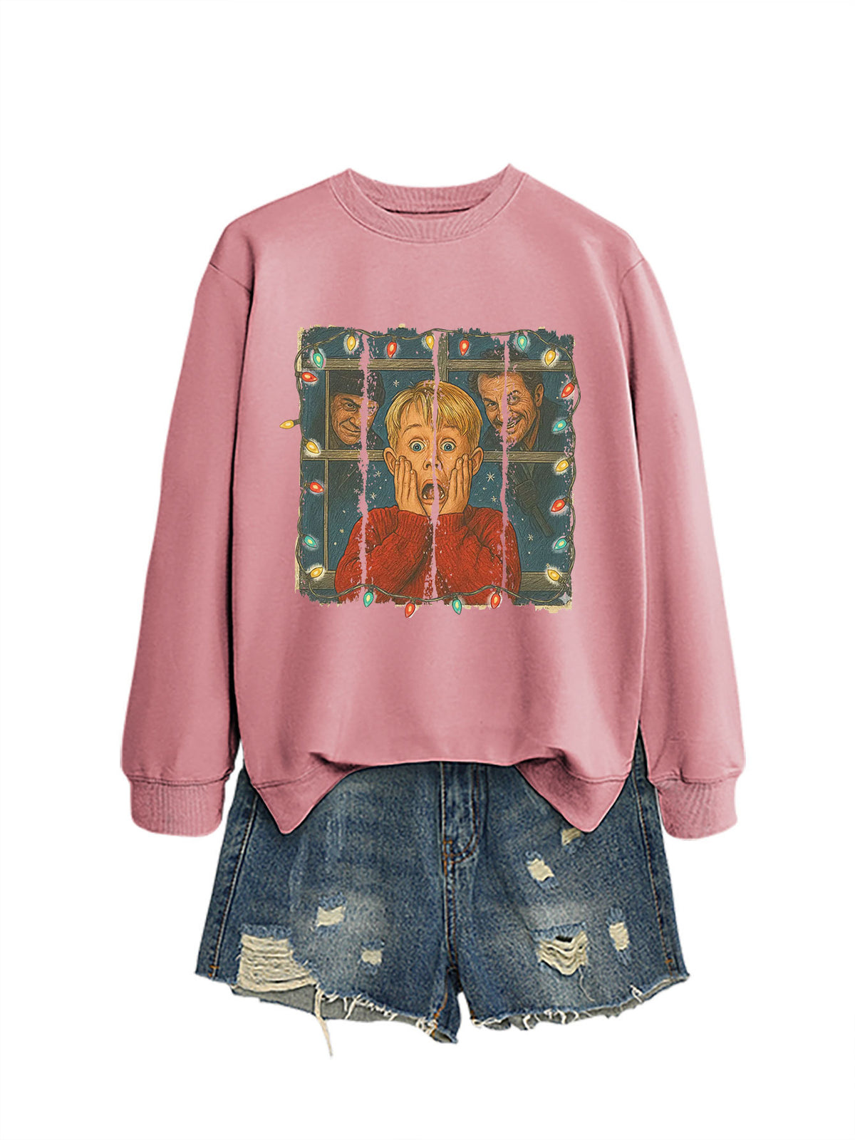 Christmas Lights Scream Boy Printed Hoodie