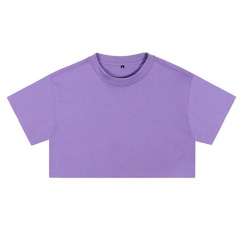 Short crop loose top women's short sleeved T-shirt with exposed navel