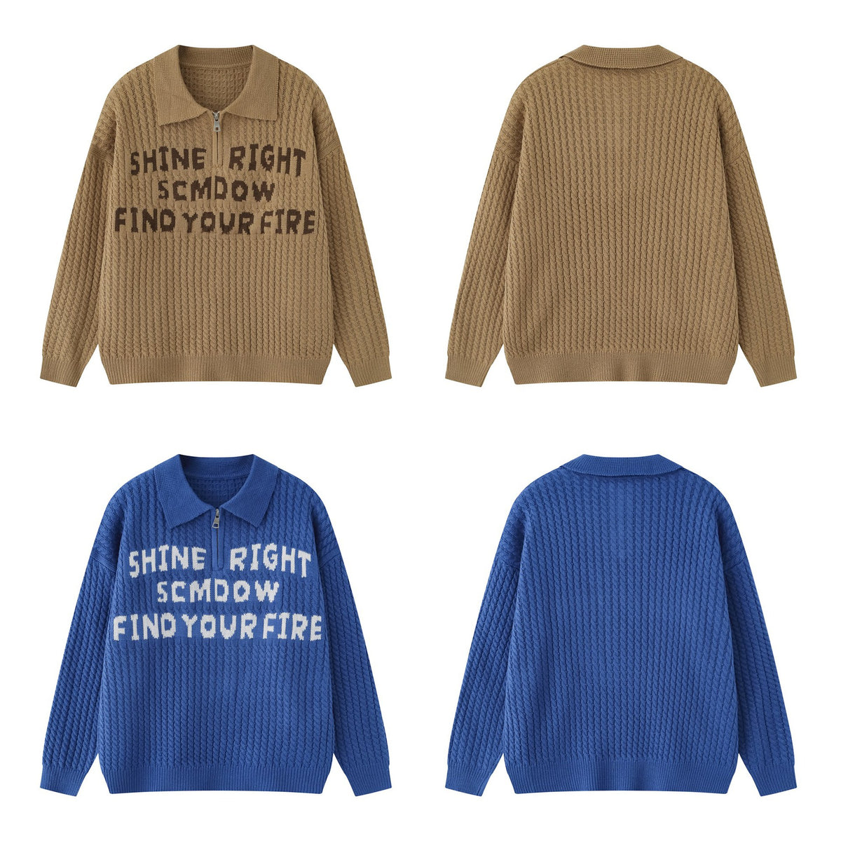 Half Zip Cable Knit Sweater