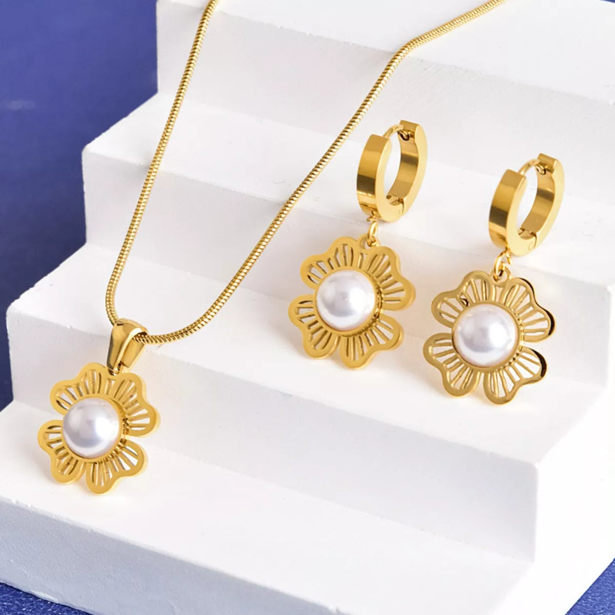 18K Gold-Plated Flower Jewelry Set