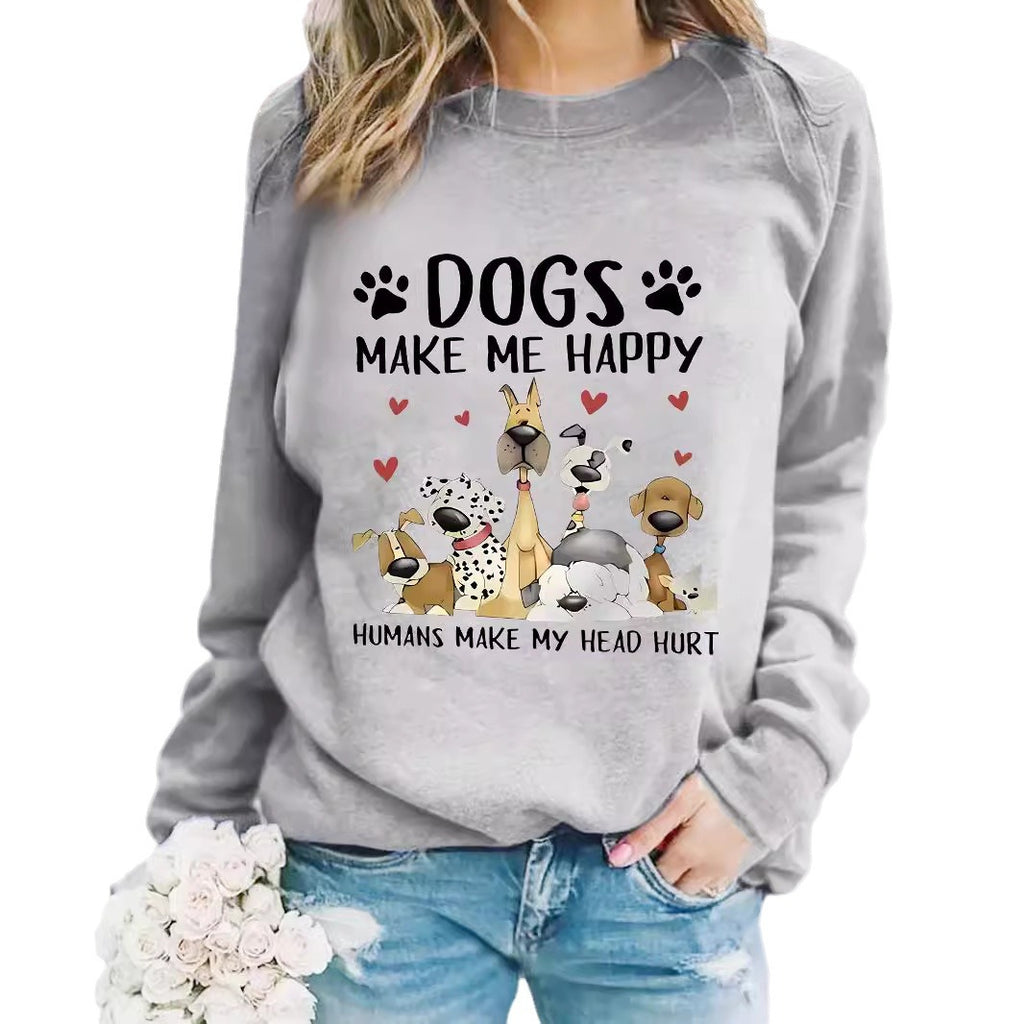 Round-neck DOGS Print Crew Sweatshirt