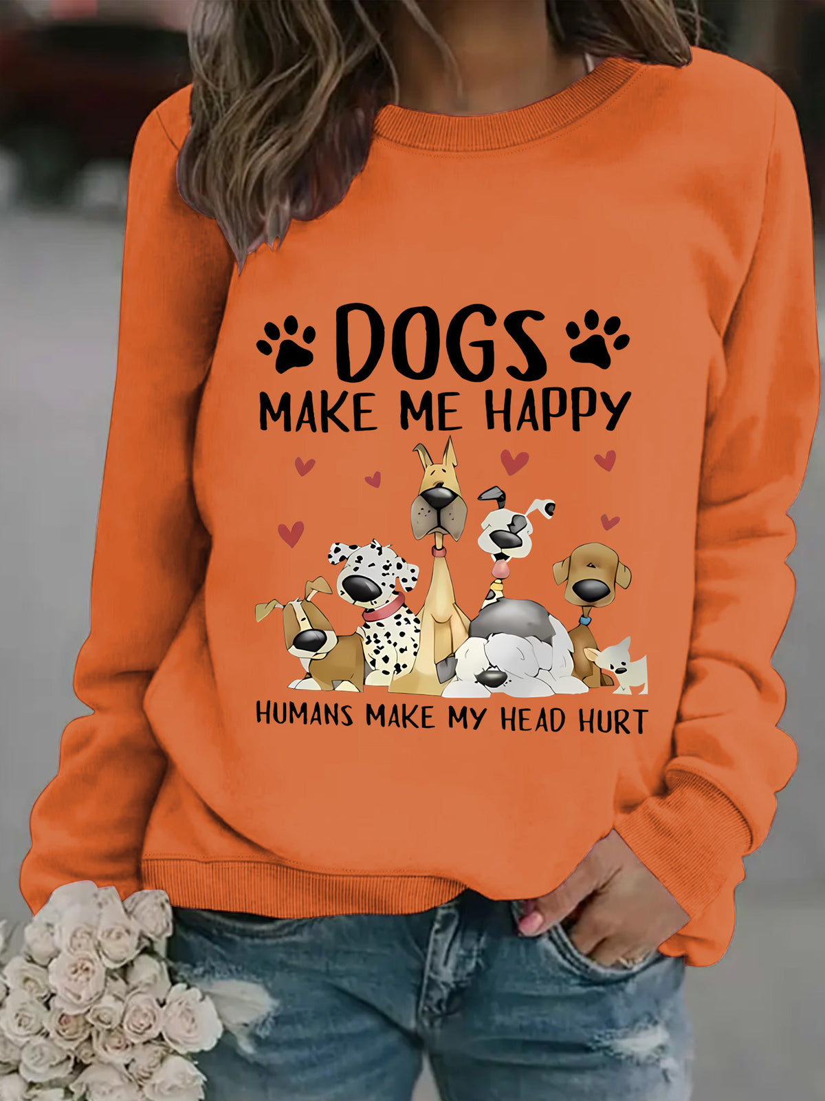 Round-neck DOGS Print Crew Sweatshirt