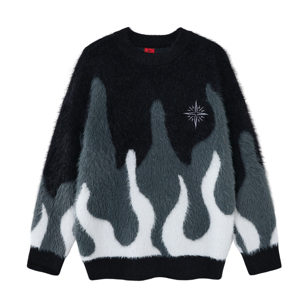 Men's Colour Block Faux Mink Fur Patchwork Sweater