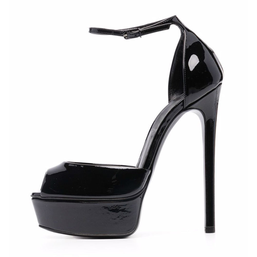 European and American Large Sexy Black Womens Hentian High Fish Mouth Water Platform Womens Sandals