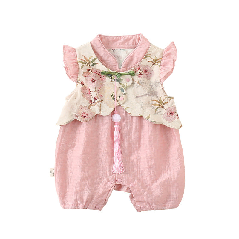 Girls' Dress Stylish Children's Sleeveless Dress Baby Hanfu Tank Dress