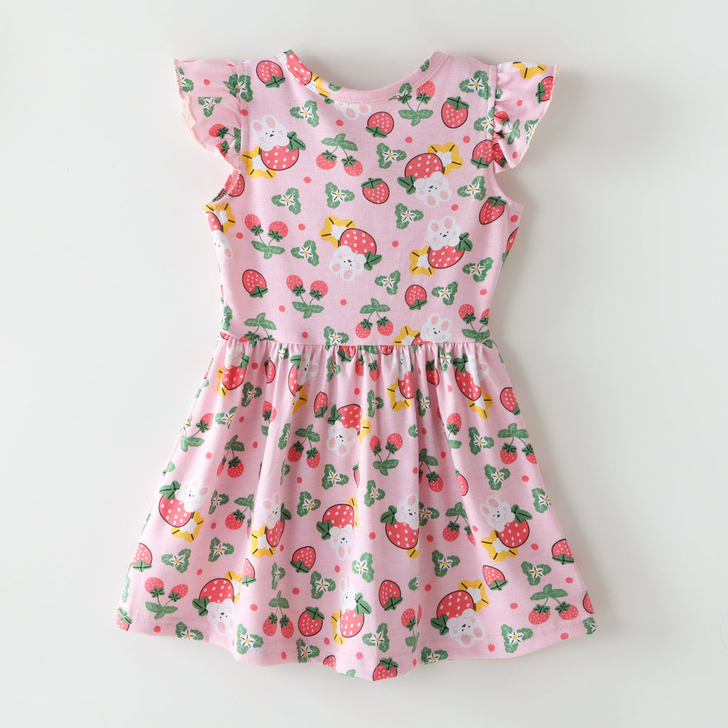 Style Girls' Dress Cartoon Ruffle Sleeve Dress Princess Dress
