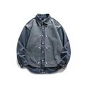 Washed Distressed Heavy Duty Button Patchwork Denim Jacket