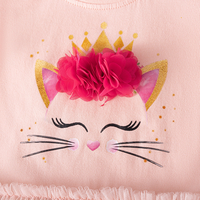 Kids' Dress Wholesale Tulle Girls' Dress Cute Cat Children's Dress