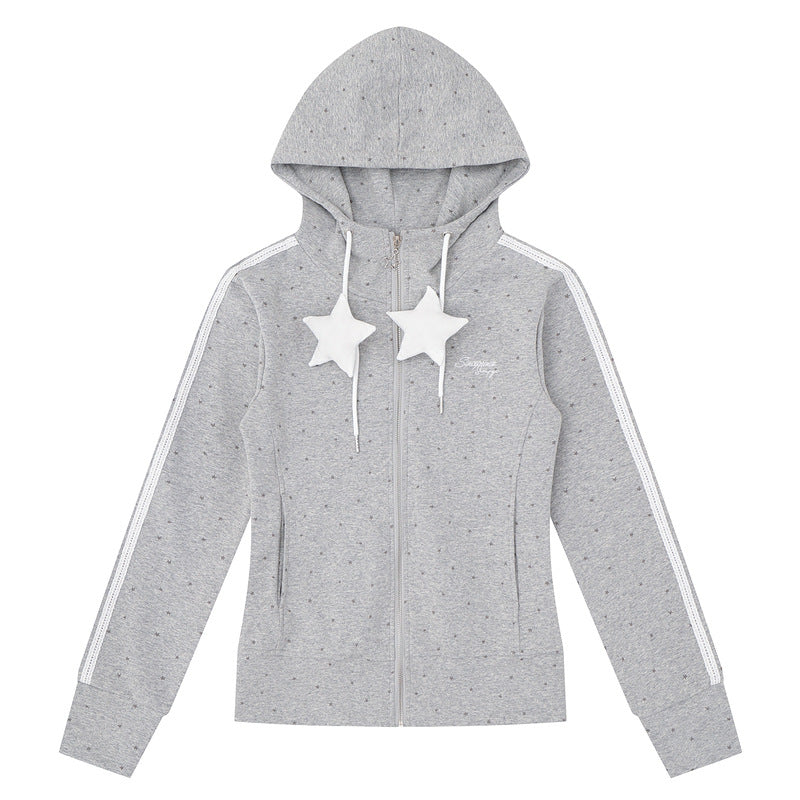 Women's Star Print Zip-Up Hoodie Jacket