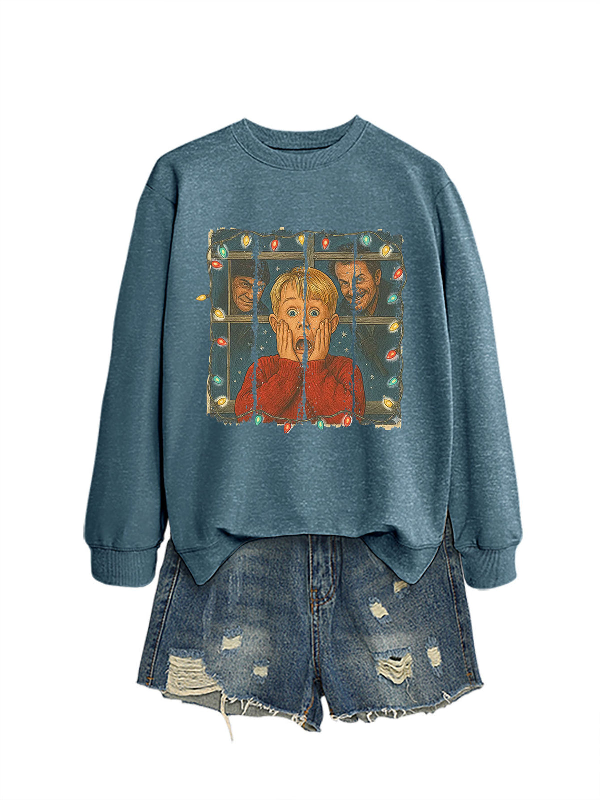 Christmas Lights Scream Boy Printed Hoodie
