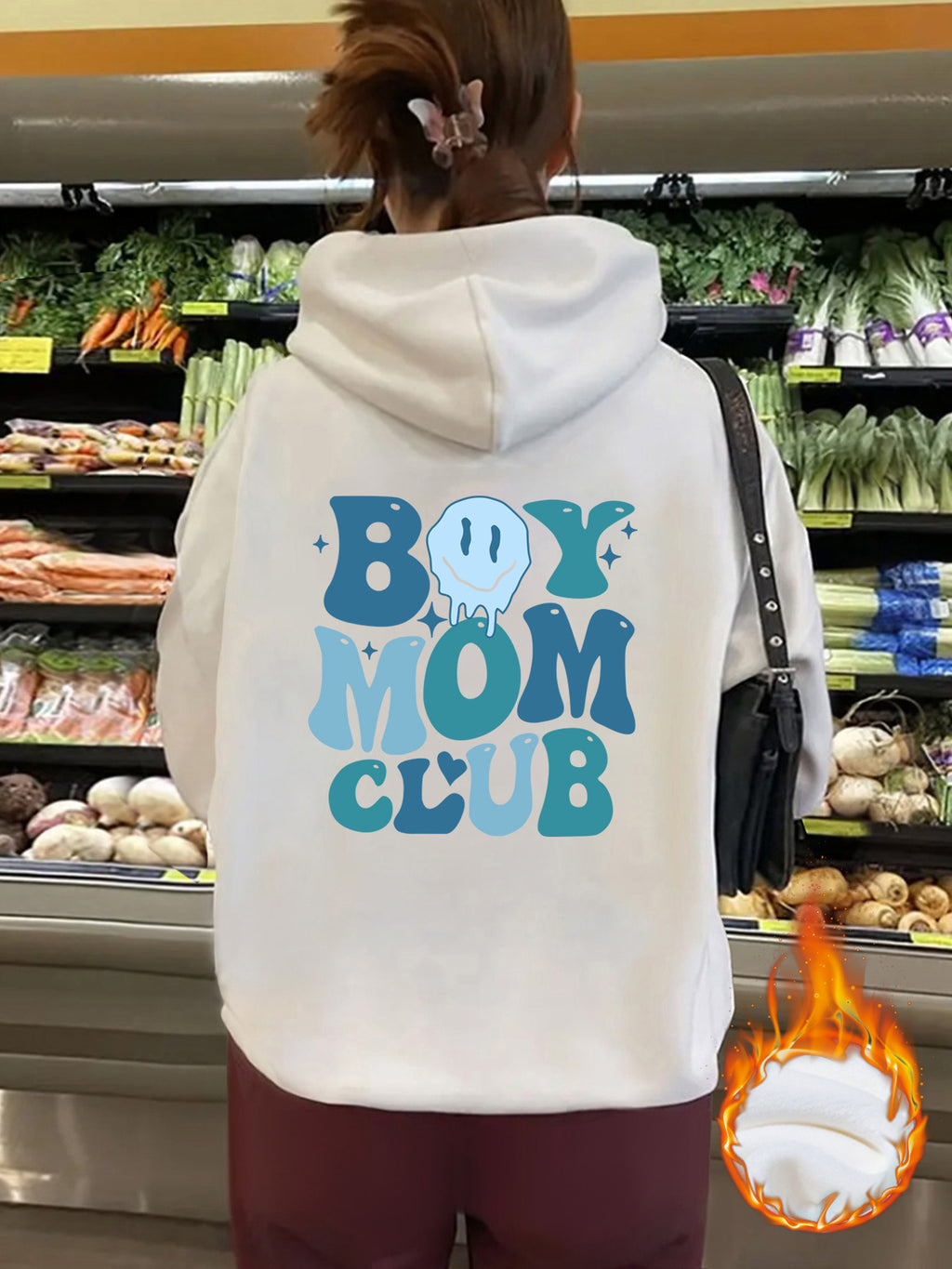 Thick BOY MOM CLUB printed hoodie
