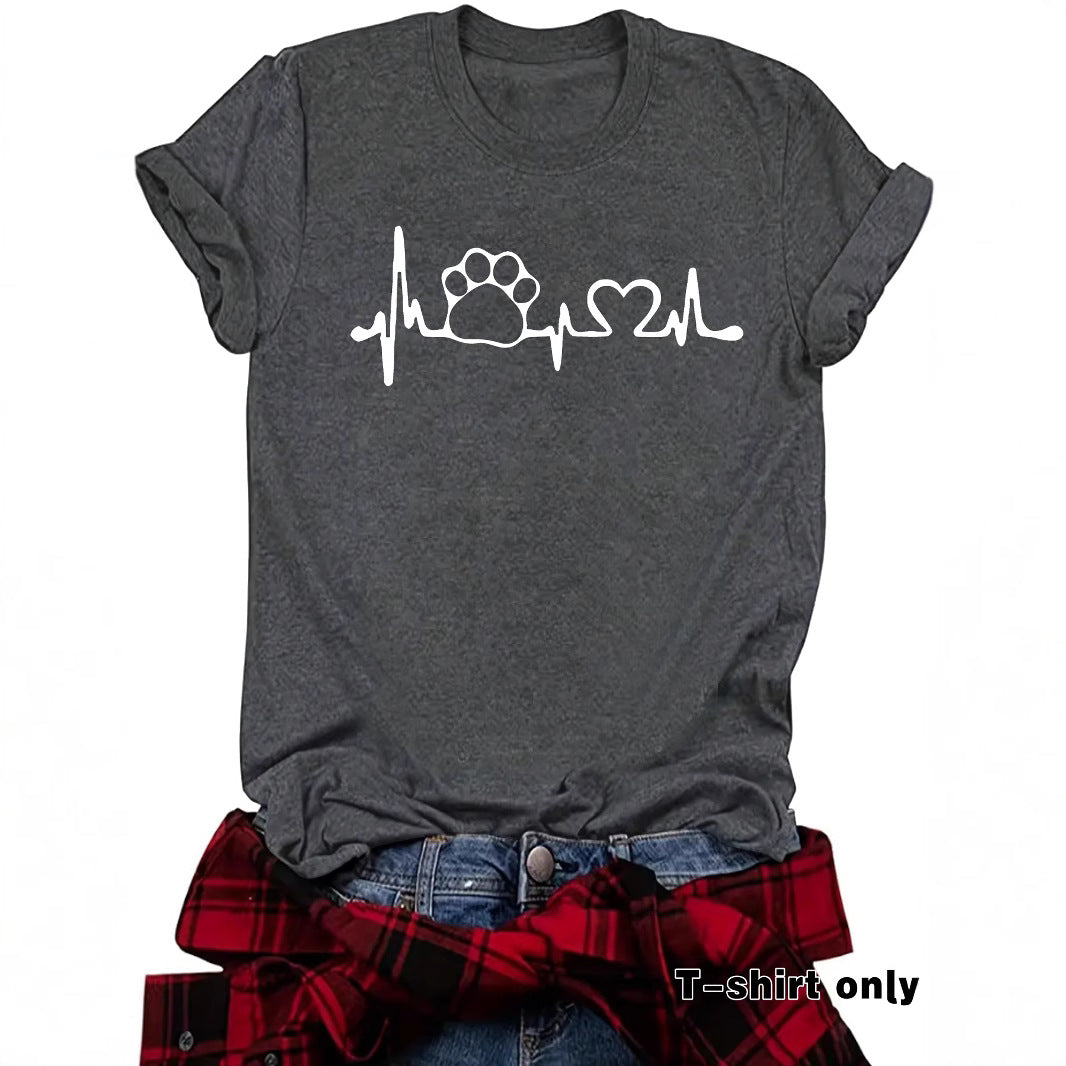 Love pet round neck pullover short sleeved shirt