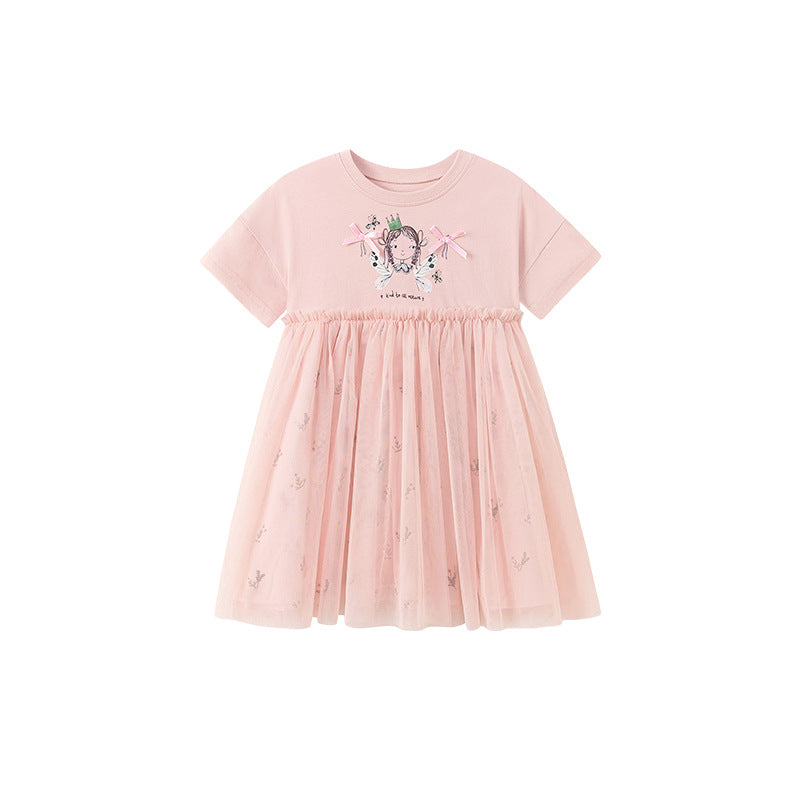 Girls' Chiffon Dress Summer Short Sleeve Cute Dress Princess Dress