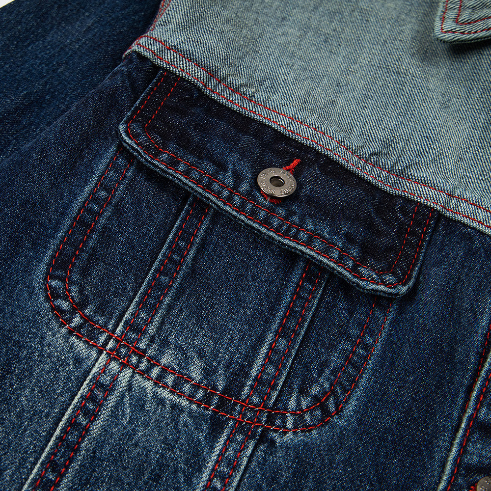 Men's Colour Block Patchwork Denim Jacket