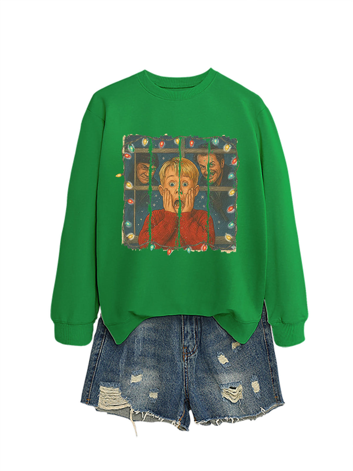 Christmas Lights Scream Boy Printed Hoodie