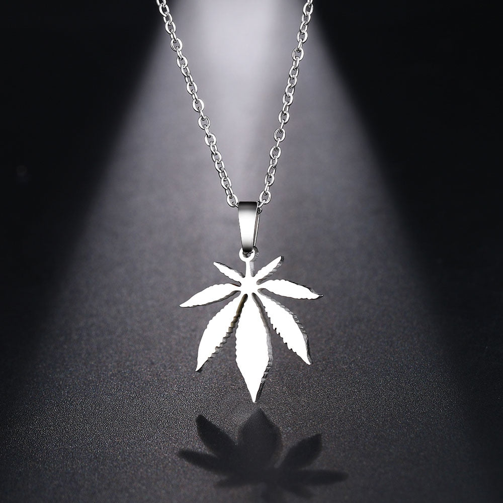 DOTIFI Stainless Steel Necklace For Women Man Maple Leaf Choker Pendant Necklace Engagement Jewelry