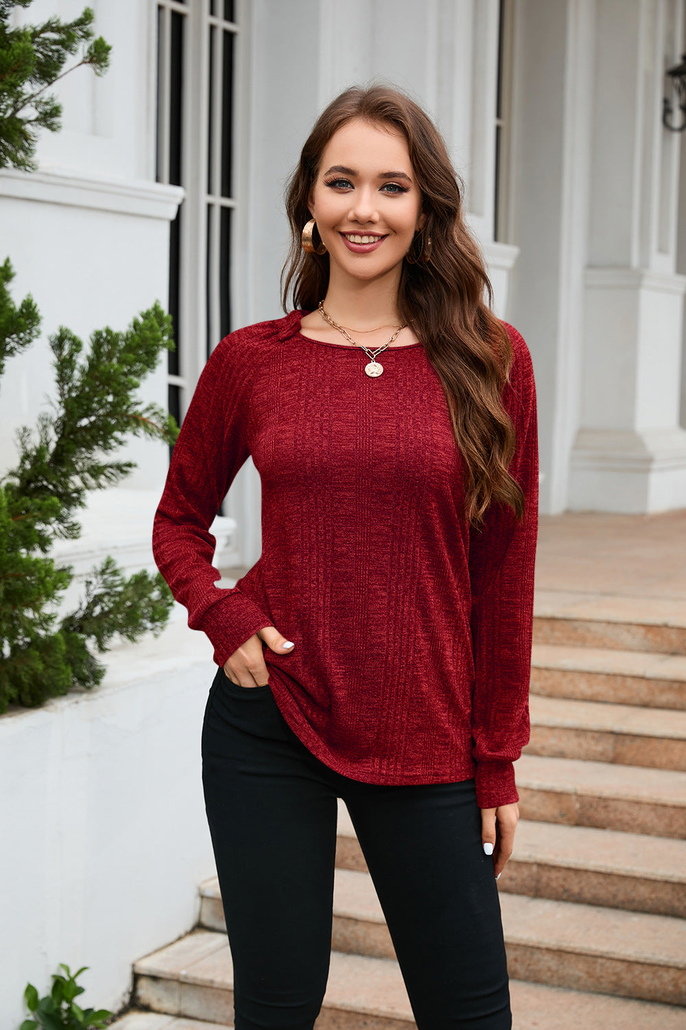 Long Sleeve Round Neck Top