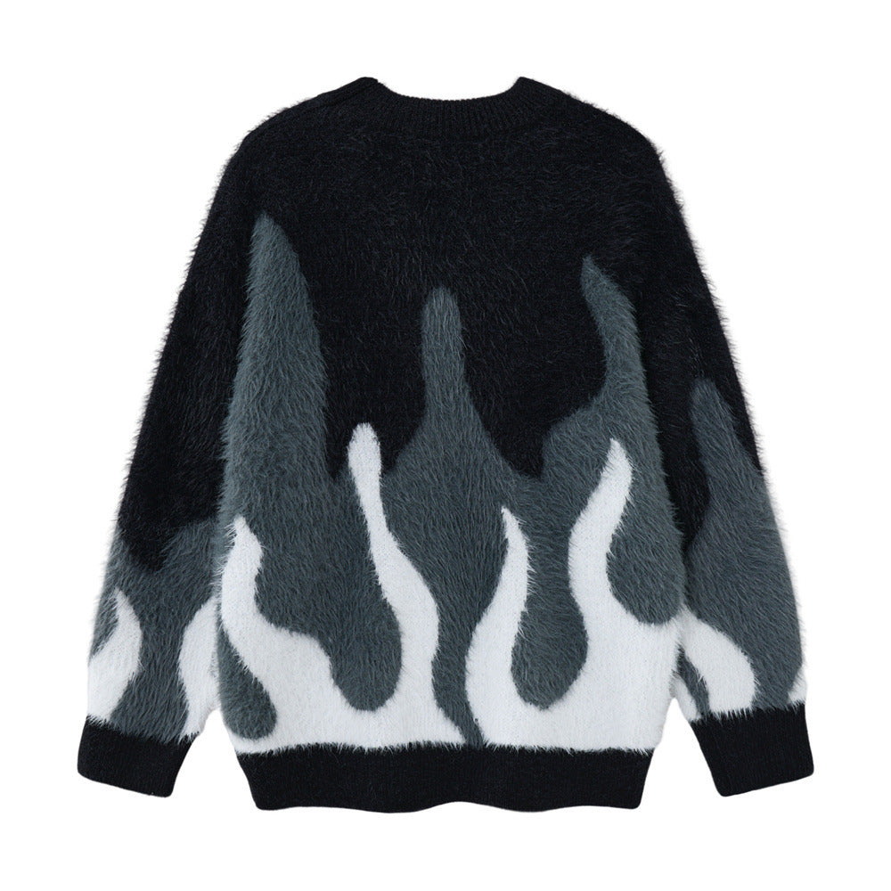 Men's Colour Block Faux Mink Fur Patchwork Sweater